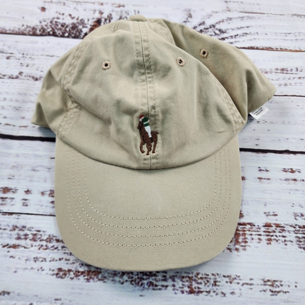Polo Ralph Lauren Stretch Cotton Twill Ball Cap Khaki Multi Pony Leather Strap